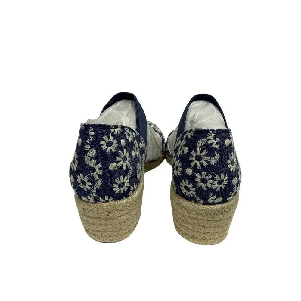 LifeStride Kaylee Women's Shoes Espadrille Blue White Daisy Floral Wedge 9.5